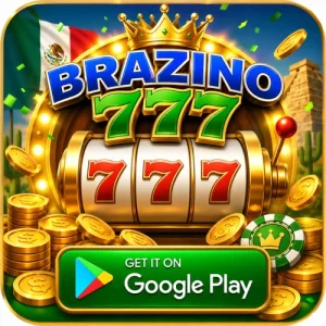Icono de Brazino777 con tragamonedas y Google Play