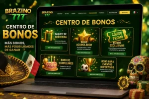 Centro de Bonos de Brazino777 en una laptop