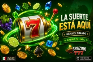 Tragamonedas con símbolo 7, monedas y efectos verdes